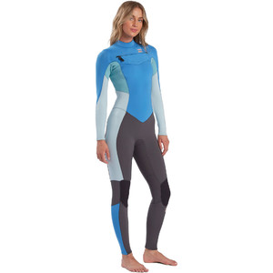 2021 Billabong Feminino Synergy 4/3mm Chest Zip Wetsuit W44g51 - Maui Azul